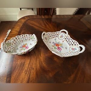 Floral Porcelain Basket Set, Dresden style